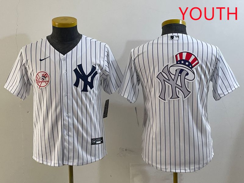 Youth New York Yankees Blank White Stripe Game 2025 Nike MLB Jersey style 17